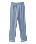 Pajama Set Women's Assisted Dressing Open Back Top & Pull-On Pant Waffle Knit In Steel Blue - Image 5