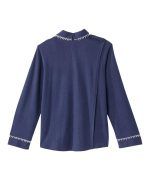 Pajama Set Women's Assisted Dressing Open Back Top & Pull-On Pant Waffle Knit In Navy - Image 5