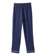 Pajama Set Women's Assisted Dressing Open Back Top & Pull-On Pant Waffle Knit In Navy - Image 6