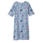 Nightgown Women's Assisted Dressing Knit Open Back Lace Trimmed Garden Song Design - Image 3