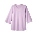 Women's Open Back 3/4 Length Sleeve Top with Embroidery Lilac Mist
