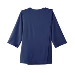 Blouse Top Women's Assisted Dressing Open Back 3/4 Length Sleeve Top With Embroidery In Navy - Image 3